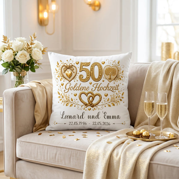 Geschenk zum Ehejubiläum 50 Jahre Ehe personalisiertes Kissen