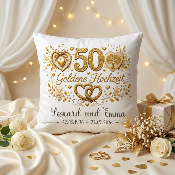 Personalisiertes Geschenk für 50 Jahre Ehe mit Namen und Hochzeitsdatum