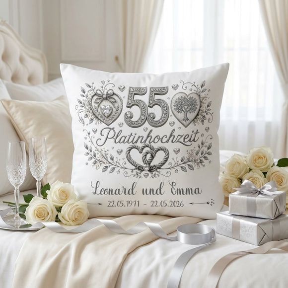 Geschenk Platinhochzeit mit Namen und Datum für 55 Jahre Ehe