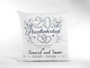 Kissen als Geschenk zur Porzellanhochzeit mit blauem Herzmotiv