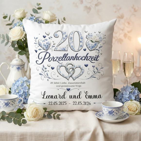 Porzellanhochzeit Kissen als hochwertiges Geschenk für Ehepaare