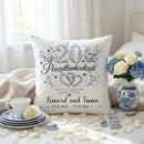 Kissen mit Namen und Datum als persönliches Porzellanhochzeit Geschenk