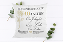 Rosenhochzeit Kissen personalisiert – 10 Jahre Ehe Geschenk mit Namen & Datum-2