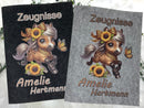 Personalisierte Zeugnismappe Pferd Sonnenblume – Filz A4 Mädchen-2