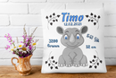 Personalisiertes Kissen zur Geburt – Baby Nashorn mit Geburtsdaten – Geschenk für Jungen-2
