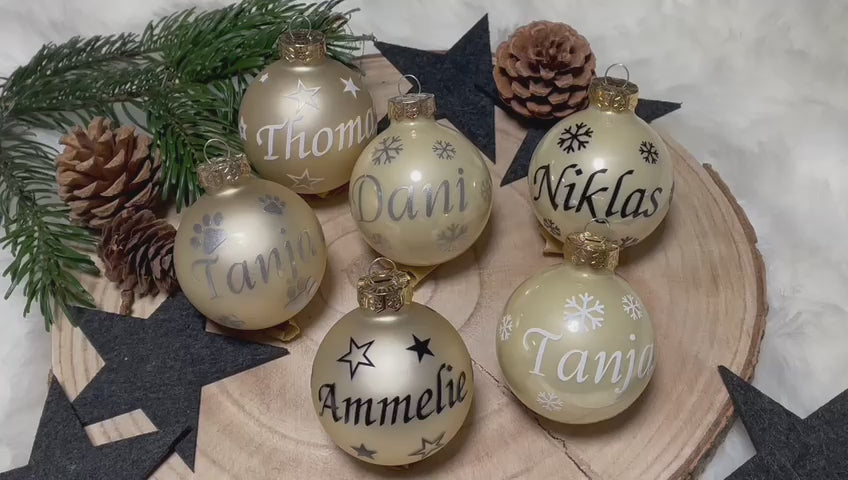 Weihnachtskugel mit Name | Christbaumkugeln Glas creme personalisierte Christbaumkugel | Weihnachtskugeln personalisiert | Geschenkidee-2