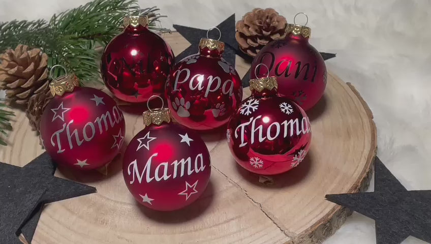 Weihnachtskugeln mit Name | Christbaumkugeln Glas Rot personalisierte Christbaumkugel | Weihnachtskugel personalisiert | Geschenkidee-2