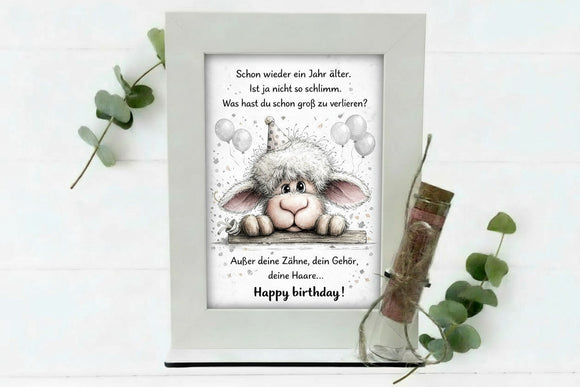 Geldgeschenk Geburtstag Bilderrahmen Schaf Motiv