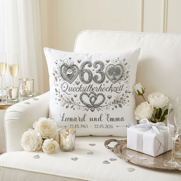 Geschenk Quecksilberhochzeit personalisiertes Kissen