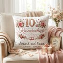 Geschenk Rosenhochzeit – romantisches Kissen mit Rosenmotiv für 10 Jahre Ehe