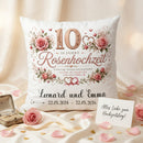 Kissen zur Rosenhochzeit als persönliches Geschenk für Ehefrau oder Ehemann zum 10. Hochzeitstag