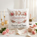Hochwertiges Geschenk zur Rosenhochzeit mit Namen, Datum und romantischem Rosen-Design