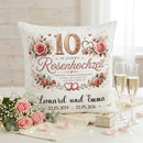 Romantisches Kissen als Geschenk zur Rosenhochzeit mit individueller Personalisierung