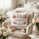 Personalisiertes Kissen zur Rosenhochzeit mit Namen und Datum als Geschenk zum 10. Hochzeitstag