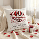 Rubinhochzeit Geschenk als personalisiertes Kissen mit Herzen und individueller Gestaltung