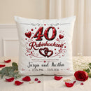 Rubinhochzeit Kissen personalisiert mit Namen und Datum als Geschenk zum 40. Hochzeitstag
