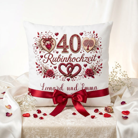 Personalisiertes Kissen für Ehepaar zum 40. Hochzeitsjubiläum