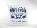 Geschenk Saphirhochzeit – personalisiertes Kissen mit Namen und Datum