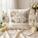 Personalisiertes Kissen zur Satinhochzeit mit Rosen, Herzen und Schleifen