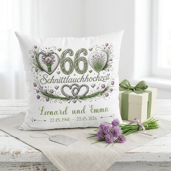 Personalisiertes Kissen Schnittlauchhochzeit mit großer 66