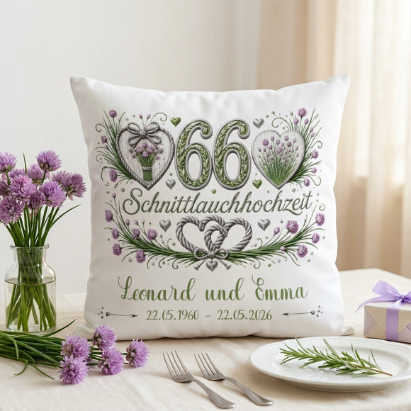 Geschenk Schnittlauchhochzeit personalisiertes Kissen zum 66. Hochzeitstag