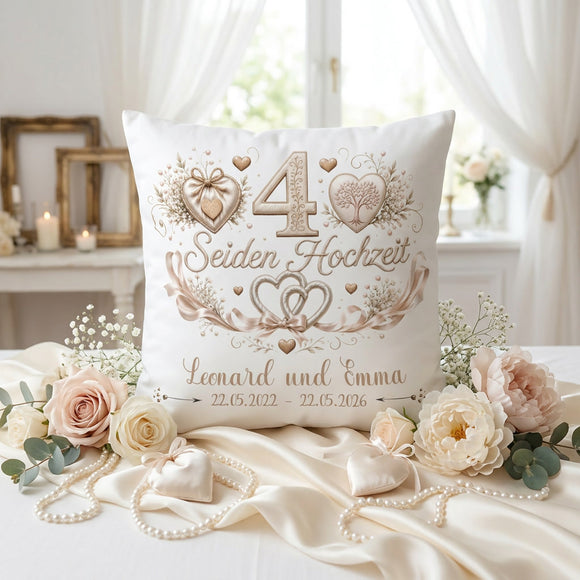Seidenhochzeit Kissen personalisiert als romantisches Hochzeitsjubiläum Geschenk