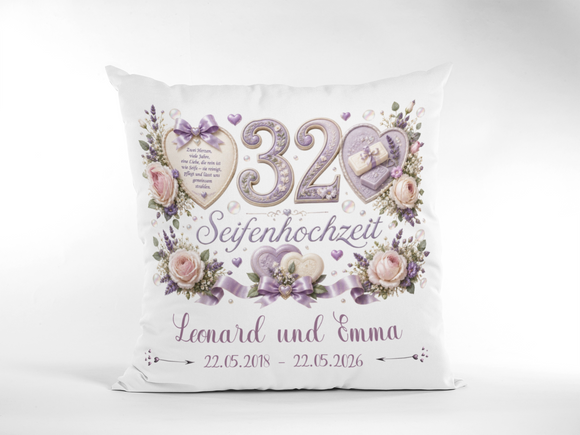 Seifenhochzeit Kissen personalisiert als hochwertiges Hochzeitsjubiläum Geschenk