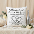 Geschenk Silberhochzeit personalisiert mit Namen, Datum und romantischem Herzdesign