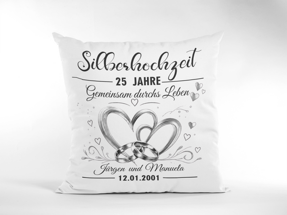 Silberhochzeit Kissen als hochwertiges Geschenk für Ehepaare