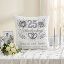 Personalisiertes Kissen Silberhochzeit Design 3 mit großer silberner 25