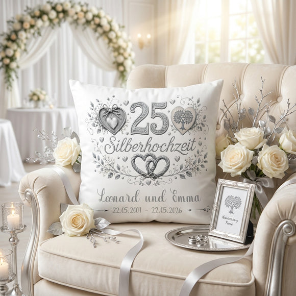 Geschenk 25 Jahre Ehe personalisiert mit Namen und Hochzeitsdatum