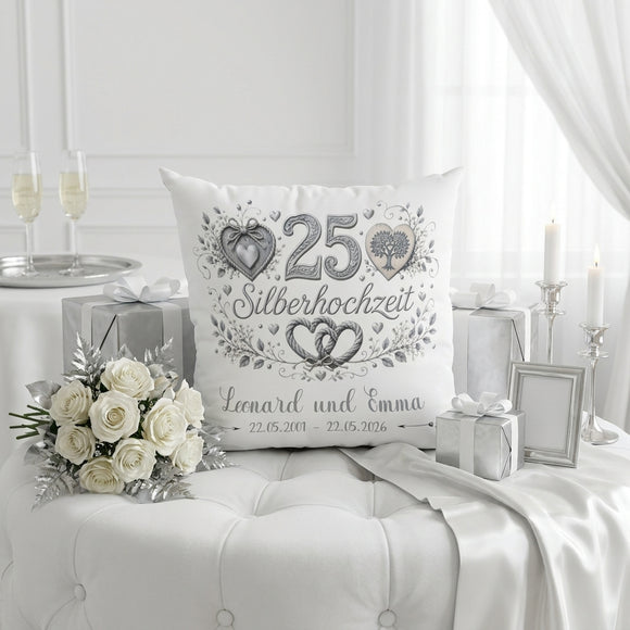Silberhochzeit Geschenk für Eltern mit elegantem silbernem Motiv