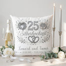 Geschenk Silberhochzeit personalisiertes Kissen zum 25. Hochzeitstag