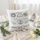 Geschenk Silberhochzeit mit verschlungenen Herzen und großer 25
