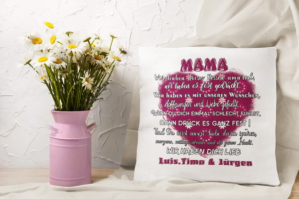 Mama-Kissen mit Namen | Personalisiertes Geschenk für Mama | Sprüchekissen