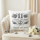 Geschenk zum 11. Hochzeitstag mit edlem Stahl-Design und Namen des Ehepaares