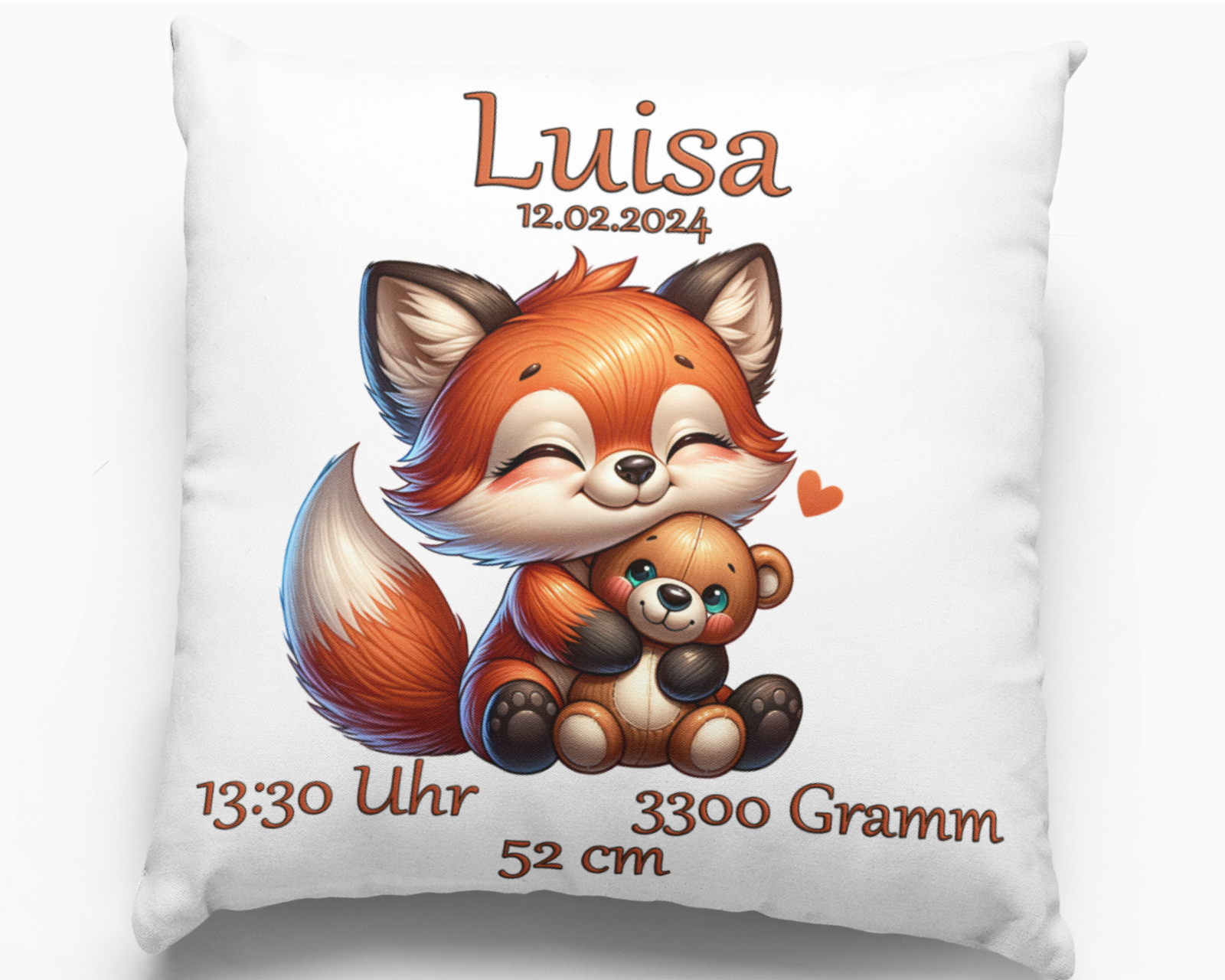 Personalisierte Babygeschenke zur Geburt Kissen mit Namen Fuchs Mädchen Junge