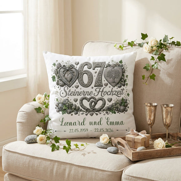 Geschenk Steinerne Hochzeit personalisiertes Kissen