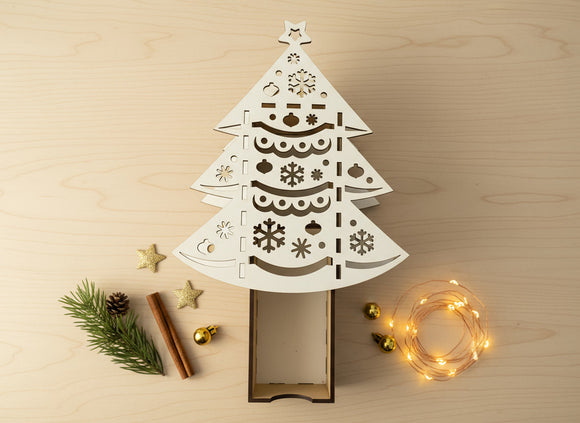 Geschenkschachtel Tannenbaum aus Holz – festliche Geschenkidee und Dekoration