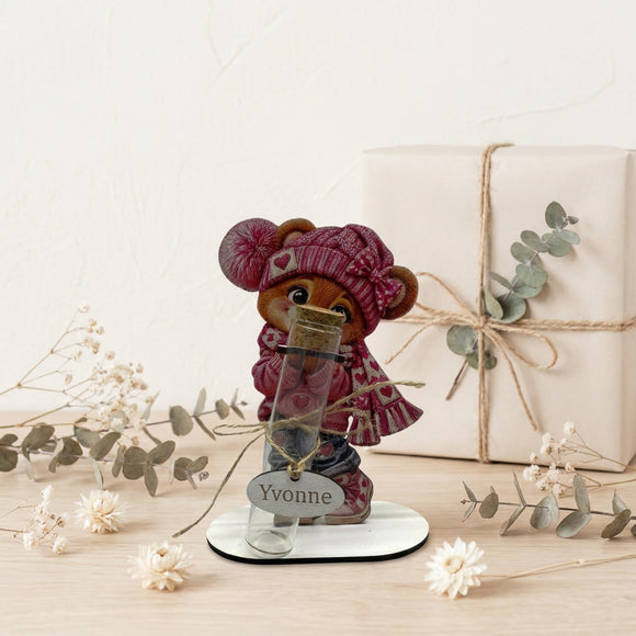 Personalisiertes Geschenk für Frauen mit Teddy und Glasröhrchen