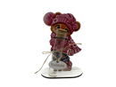 Teddy Geschenk Frau mit pinker Bommelmütze Schleife und Herzdetails
