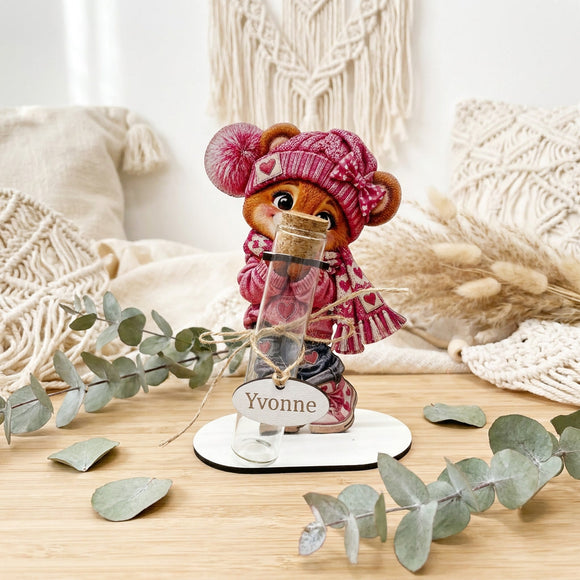 Geschenk für Frau mit süßem Teddybär und individuellem Namen