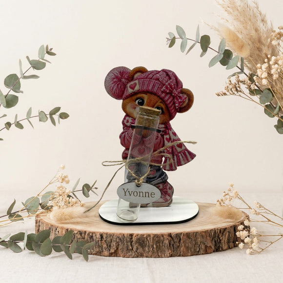 Geld originell verschenken mit Teddy Motiv und personalisiertem Anhänger