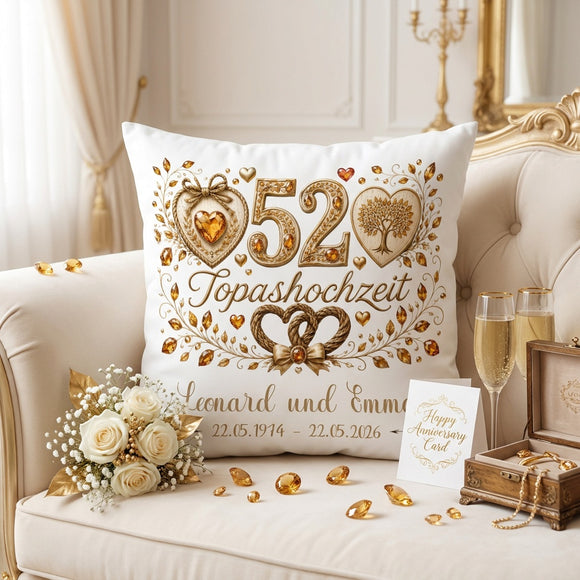 Geschenk Topashochzeit mit Namen und Datum für 52 Jahre Ehe