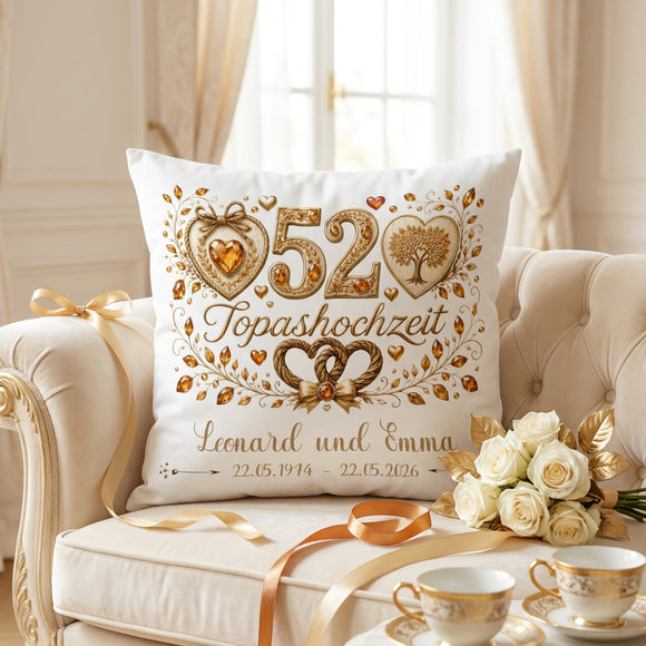 Geschenk Topashochzeit personalisiertes Kissen