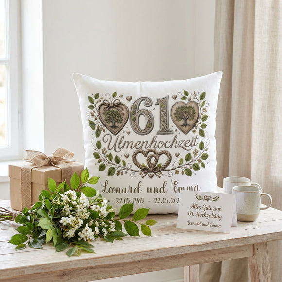 Personalisiertes Kissen Ulmenhochzeit für Ehepaar