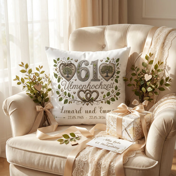 Geschenk Ulmenhochzeit mit Namen und Datum für 61 Jahre Ehe