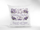 Geschenk Veilchenhochzeit – personalisiertes Kissen mit Namen und Datum