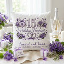 Geschenk Veilchenhochzeit – personalisiertes Kissen mit Namen und Datum zum 15. Hochzeitstag