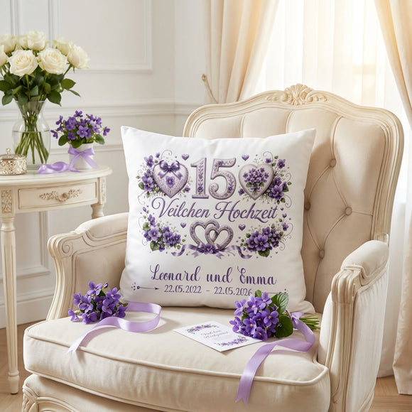Romantisches Geschenk zur Veilchenhochzeit mit individueller Personalisierung